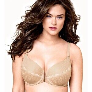 Soma Stunning Support Posture Bra Size 34DD Soft Tan Full Coverage Front Close